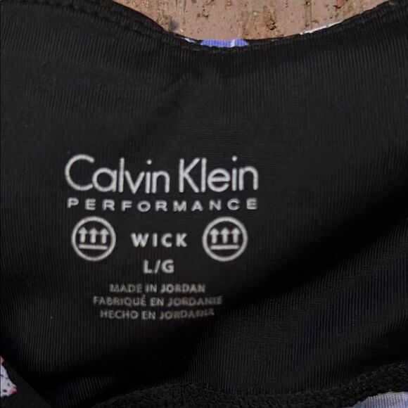 Calvin Klein Floral Mesh Stripe Black Blue Pink Leggings Large - Picture 10 of 10